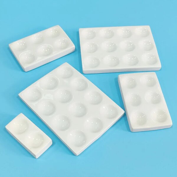 6/12-Well Ceramic Watercolor Paint Palette with Cover Porcelain Mixing Artist Palette - Image 6