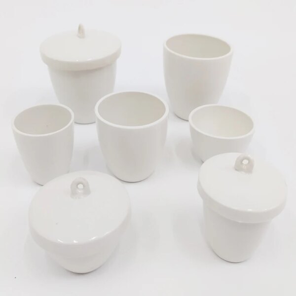 Economical Glazed Porcelain Crucibles with Glazing Lids - Image 2